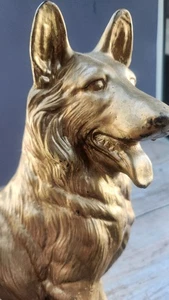 Estatua de perro pastor alemán de colección Schutzhund IGP IPO policía K9 decoración asiento dorado - Imagen 1 de 6