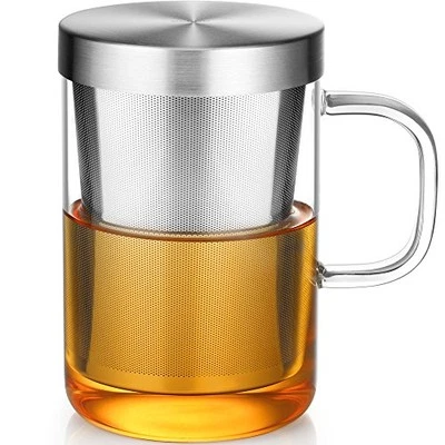  Taza de té de vidrio de borosilicato de 16,9 OZ taza vasos de té 1 unidad (paquete de 1) plata Foto 1 de 4