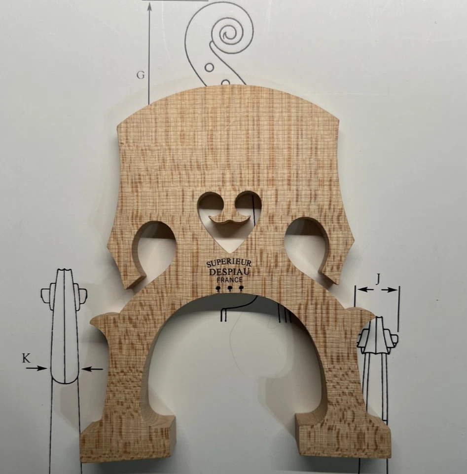 New France Despiau Superieur Cello Bridge 4/4 Size Grade A French Style 3 tree - Image 1 of 4