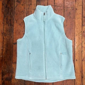 LL Bean Fleece Vest Full Zip Woman’s Medium Green - Picture 1 of 5