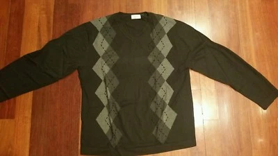 Concepts by Claiborne Black Gray Argyle Cotton V Neck Sweater Men's XXL  - Image 1 of 4