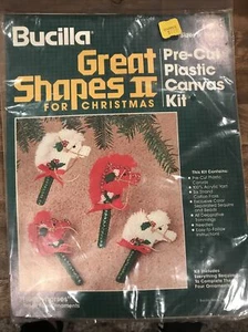 Vtg BUCILLA Great Shapes II Christmas "Hobbyhorses" Plastic Canvas Kit 61001 NEW - Picture 1 of 3