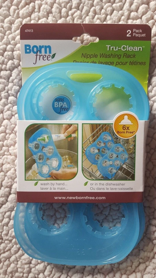Bandeja para pezones Born Free Tru-Clean bandeja para pezones estante de lavado almacenamiento sin BPA.2PK Foto 1 de 3