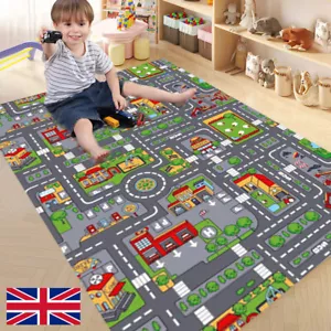 Children's Village Mat Kids Rugs Town Road Map City Car Toy Rug Play 80 x 120cm~ - Picture 1 of 7