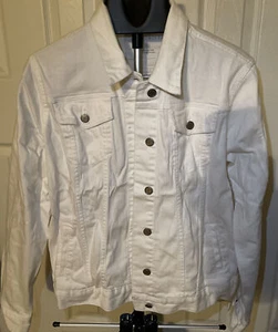 THE LIMITED Womens Denim Jacket Size Large White Collared Button Front Closure - Picture 1 of 4