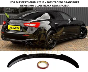 PARA MASERATI GHIBLI M157 MK3 2013 2023 ALERÓN TRASERO TROFEO AERO NEGRO BRILLANTE - Imagen 1 de 6