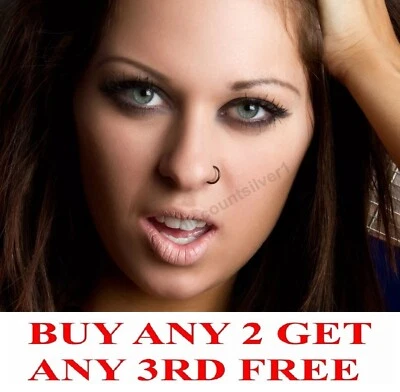 Anillo de plata esterlina 925 delgado de plata pequeña nariz aro hélice cartílago torre Foto 1 de 4