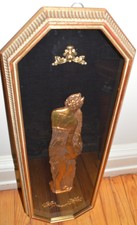 Vintage Andrew Kolb & Sons Roman Figure Black Velvet Shadow Box Gold Wood Frame