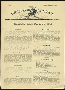 1935 MS Gripsholm Newsletter - Labor Day Cruise - Swedish American Line - Bild 1 von 2