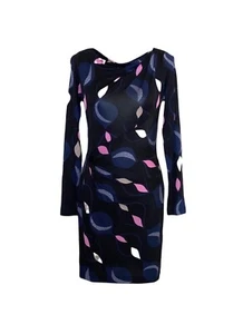 Diane Von Furstenberg 100% Silk Patterned Ruched Dress Size 6 UK 10 Formal Party - Picture 1 of 4