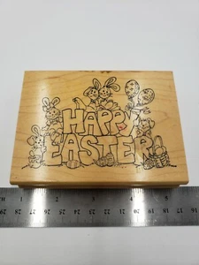 RUBBER STAMP Happy Easter Saying Design Stamp (21EB) - Picture 1 of 2