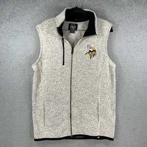 Minnesota Vikings Gray Full Zip Sleeveless '47 Brand Patched Vest SZ Small - Picture 1 of 8