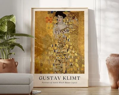 Gustav Klimt Print Portrait Of Adele Bloch Bauer I 1907 Gustav Klimt Poster - Image 1 of 2