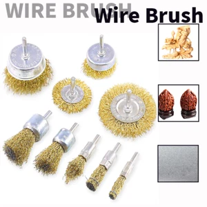 Brass Wire Brush Cup Wheel Set With Shank Dremel Metal Rust Remover Rotary Tool - Picture 1 of 19