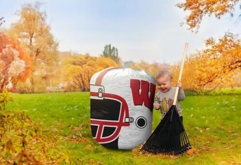 TWO (2) NCAA WISCONSIN BADGERS HELMET LAWN & LEAF BAGS 57 GALLON NEW SHIPS FREE Cover