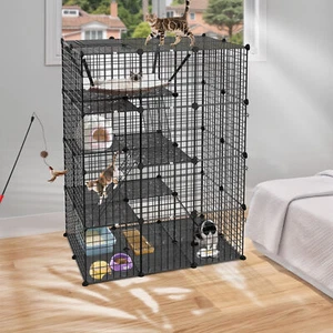 Cat Cage Catio Cat Enclosure 4-Tier Pet Playpen Cat Crate Cat Kennel for 1-3 Cat - Picture 1 of 24