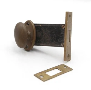 Vintage Oval Brass Mortise Privacy Door Latch - Picture 1 of 10