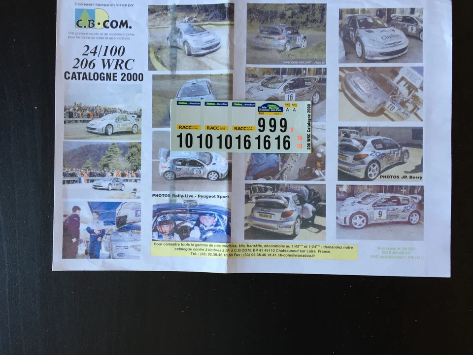 DECALS 1/24 PEUGEOT 206 GRONHOLM RALLYE CATALUNYA 2000 WRC RALLY Foto 1 de 1