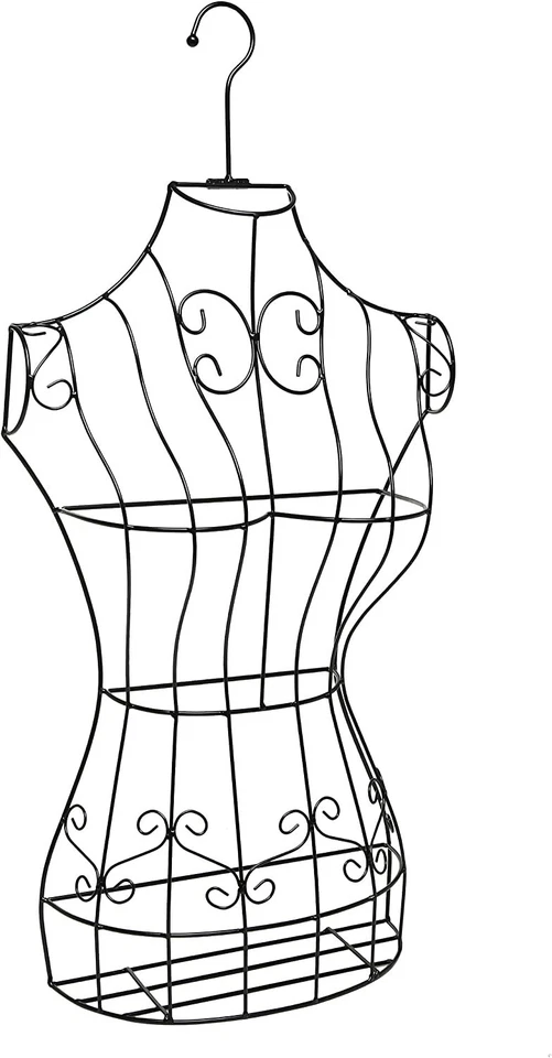 Black Metal Wire Mannequin Frame Hanging Dress Form Display Stand Garment Rack - Image 1 of 4