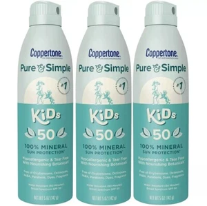 3x COPPERTONE PURE AND SIMPLE KIDS SUNSCREEN SPRAY SPF 50 5oz SUN PROTECTION - Picture 1 of 2