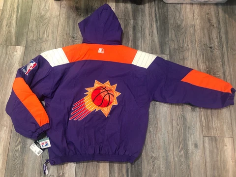 NWT'S Vintage Starter Phoenix Suns NBA Puffer Anorak Jacket Men’s XL Dead Stock Cover
