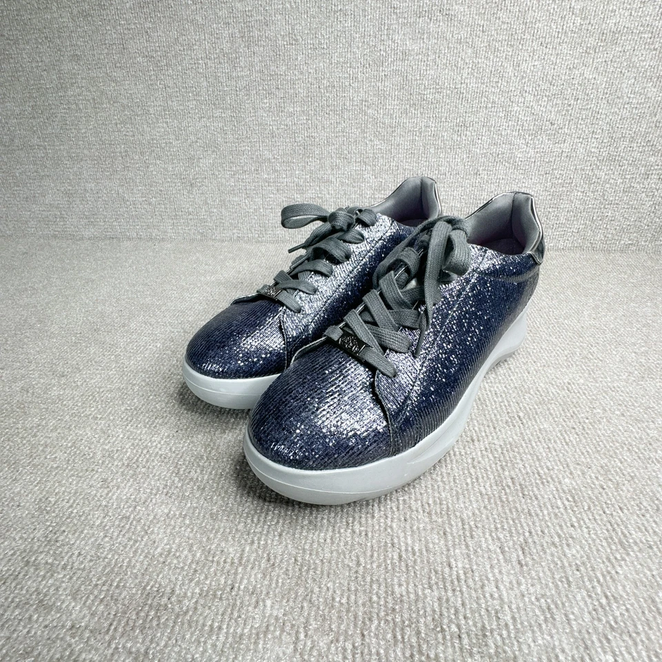 Fornarina Moda Tenis Talla 9.5 Mujer Gris Plata Metálico Textil Brillo Foto 1 de 4