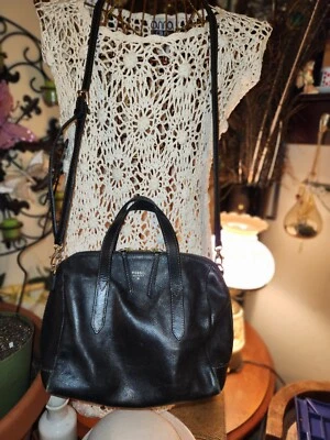 Genuine Pebbled Leather Fossil Sydney Satchel Black - Image 1 of 4