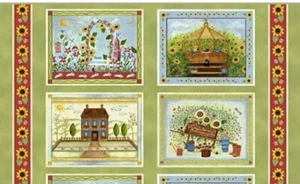 Gazebo Garden Flower Cotton Fabric WIndham BY the Panel - Picture 1 of 1