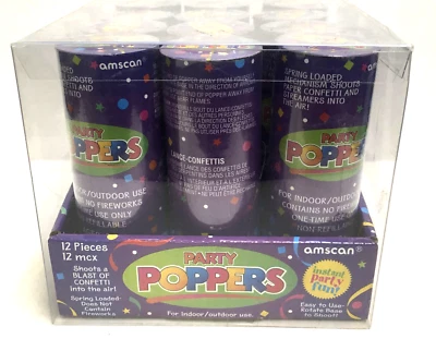 Amscan Party Poppers, 4", 12 unidades valor nuevo en caja Foto 1 de 3