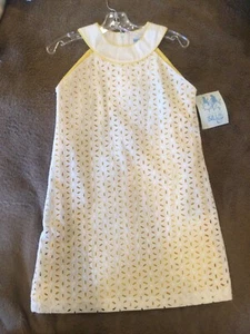 NWT Luli & Me White Lace Dress W/Yellow Underlay Girls Sz 8 - Picture 1 of 6