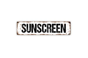 Sunscreen Sign - Beach Swimming Pool House Bathroom Rustic Street Metal Sign - Picture 1 of 5