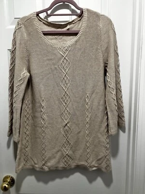 Soft Surroundings  Sweater Cream Color  Cotton Silk Cashmere Women Size Medium Foto 1 de 4