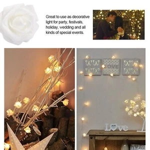 3 Meter 20LED USB Artificial Flower String Lights Rose Fairy Lights - Picture 1 of 12