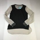 Vtg Go Silk Womens Silk Cashmere Blouse Sweater Size M Black Gray High Low Nwt