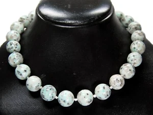 Precioso collar de piedra preciosa loto-jaspe en forma de bola Ø-14 mm - Imagen 1 de 2