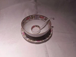 Vintage Nippon Porcelain Mayo/Condiment Set Roses Gold Trim Footed - Picture 1 of 7