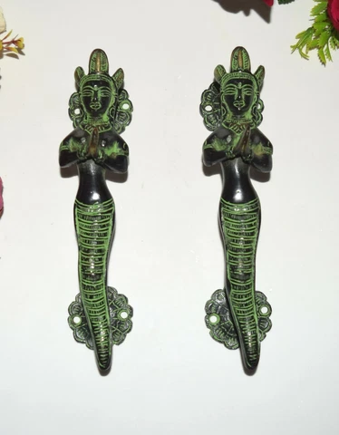 Welcome Lady Door Handle Pair Mermaid Snake lady Medusa Home Door Décor VR256 Cover