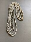 Vintage Fresh Water Pearls 3 Strand With Gold Tone Beads