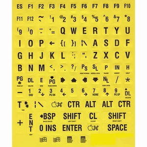 Large Computer Keyboard Stick Ons / Black on Yellow - Low Vision, Easy to See - Picture 1 of 1