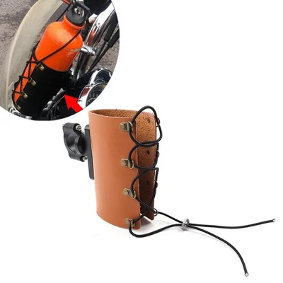 Universal Cup Holder Handlebar Drink Bottle Holder Yellow Brown Fit For Harley - Image 1 of 4