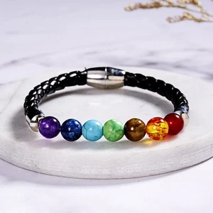 7 Chakra Stone Bracelet Buddha Healing Beads Balance Reiki Rope Band 1 Pc - Picture 1 of 19