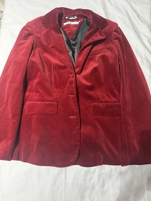 Blazer de terciopelo rojo/borgoña Tommy Hilfiger para mujer talla 10 Foto 1 de 4
