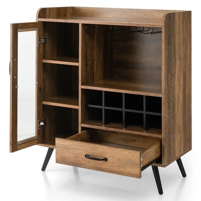 Wine Storage Sideboard Kitchen Storage Cabinet w/ Stemware Holder & Wine Rack - Image 1 of 4