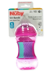 Nuby Baby Girls' Sili Bands No-Spill Spout Cup Color: pink Size: one size - Picture 1 of 1