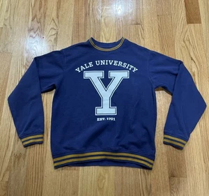 Felpa Girocollo Yale University Varsity Uomo L Large Preppy Accademico Retrò - Foto 1 di 4
