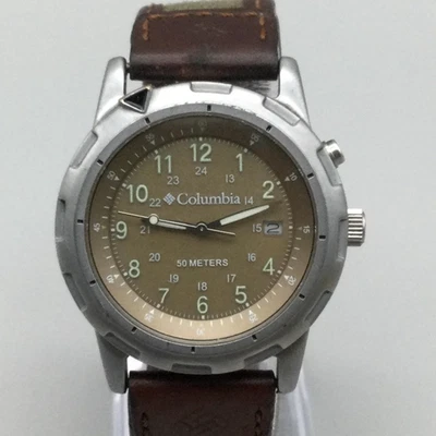 Columbia Watch Mens 38mmSilver Tone Date 50M Canvas Band CL-1090 New Battery - Image 1 of 4