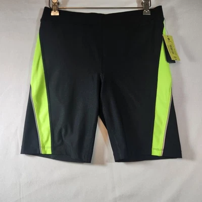 Xersion Performance Fit Shorts Womens Medium Black Shocking Lime 8" Inseam NWT - Image 1 of 4
