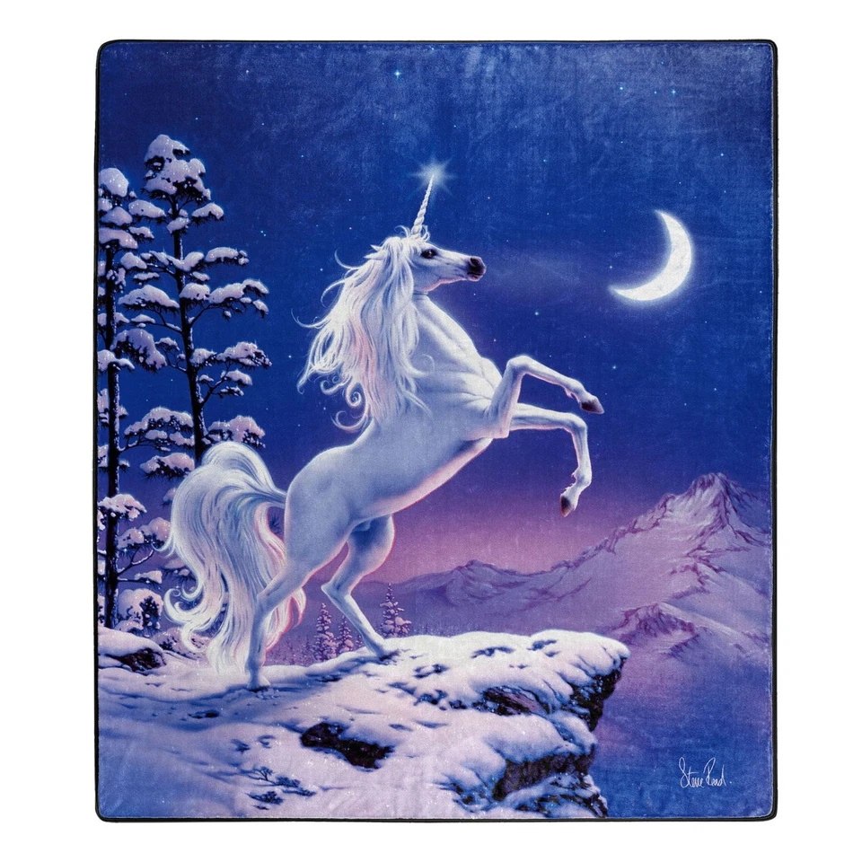 Manta de felpa American Heritage Royal Unicornio, "límite de nieve" azul 50" X 60" Foto 1 de 2