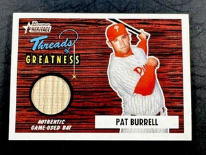 PAT BURRELL - 2004 BOWMAN HERITAGE THREADS OF GREATNESS GAME USED BAT TG-PB - Picture 1 of 4