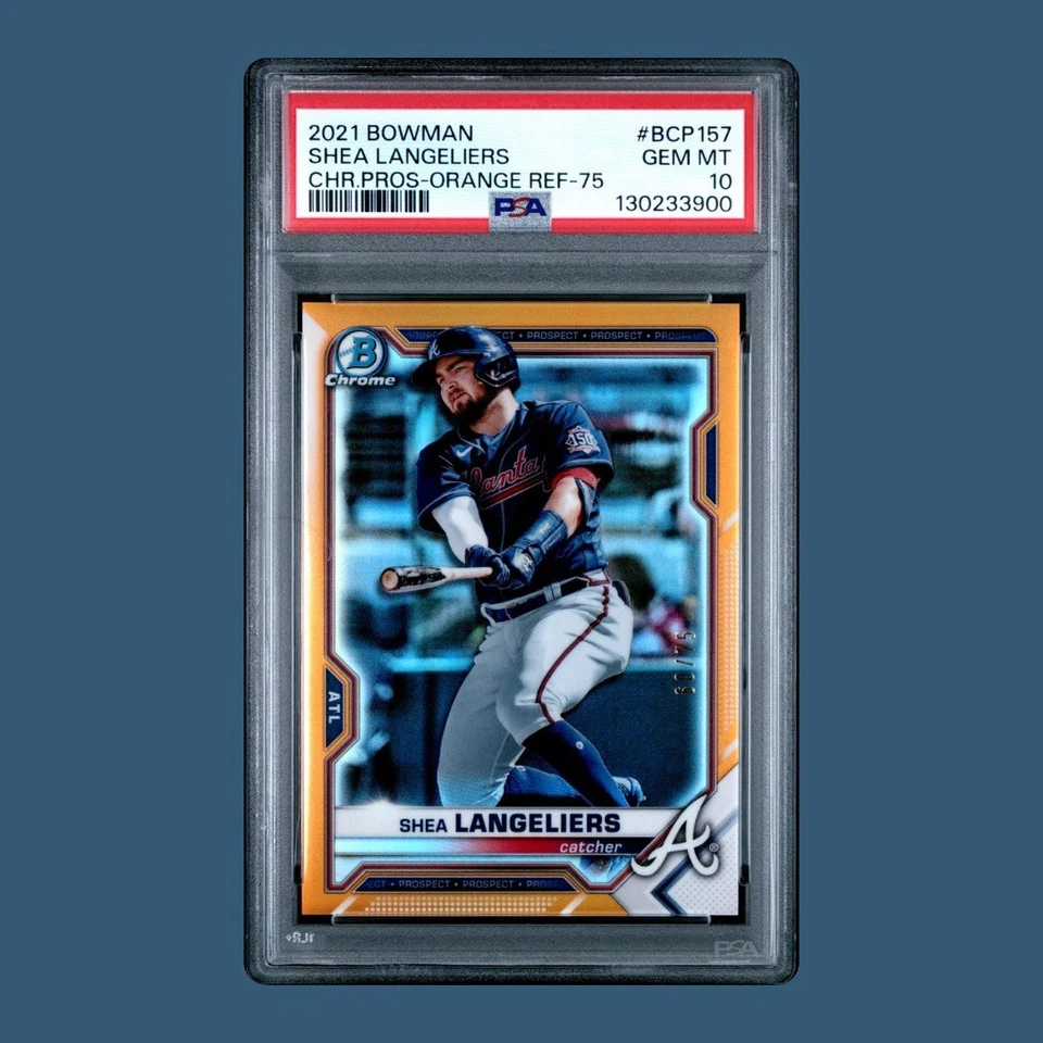 2021 Bowman Chrome Shea Langeliers Prospect Orange Refractor #60/75 PSA 10 - Image 1 of 1